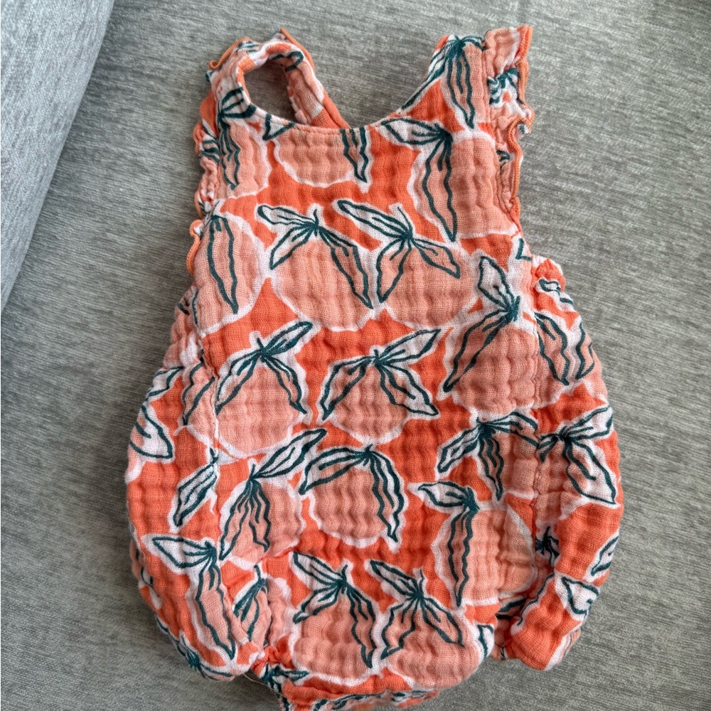 Angel Dear Orange Leaf Print One Piece